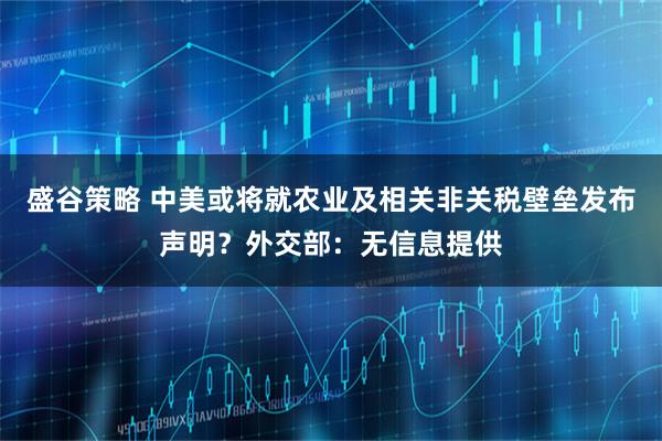 盛谷策略 中美或将就农业及相关非关税壁垒发布声明？外交部：无信息提供